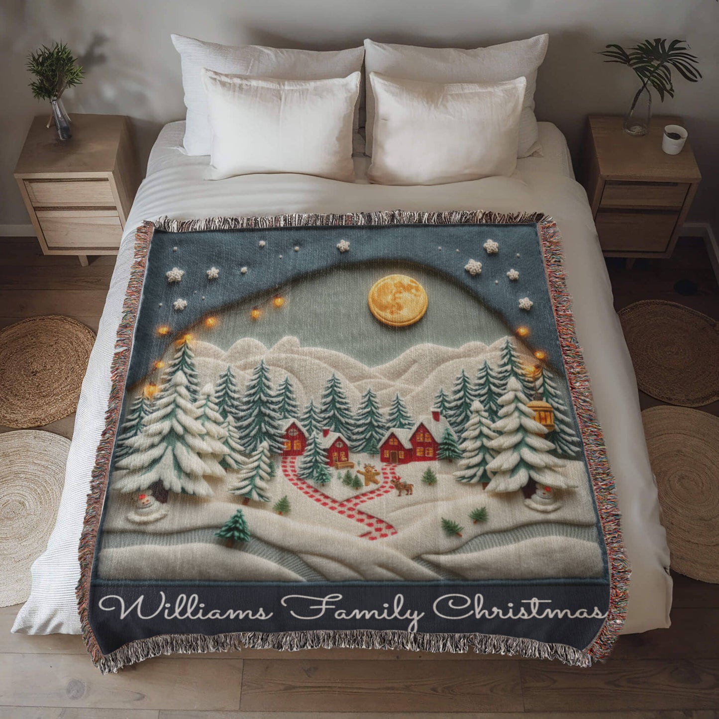 Custom Name Christmas Wonderland Woven Blanket