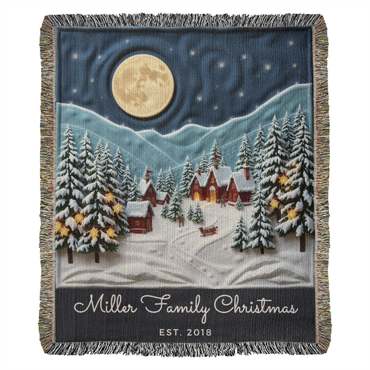 Custom Name Winter Wonderland Woven Blanket