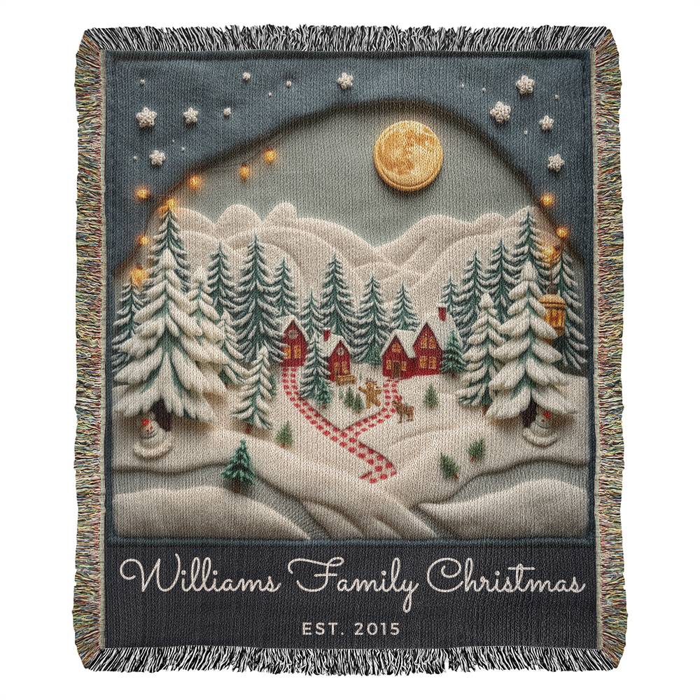 Custom Name Christmas Wonderland Woven Blanket