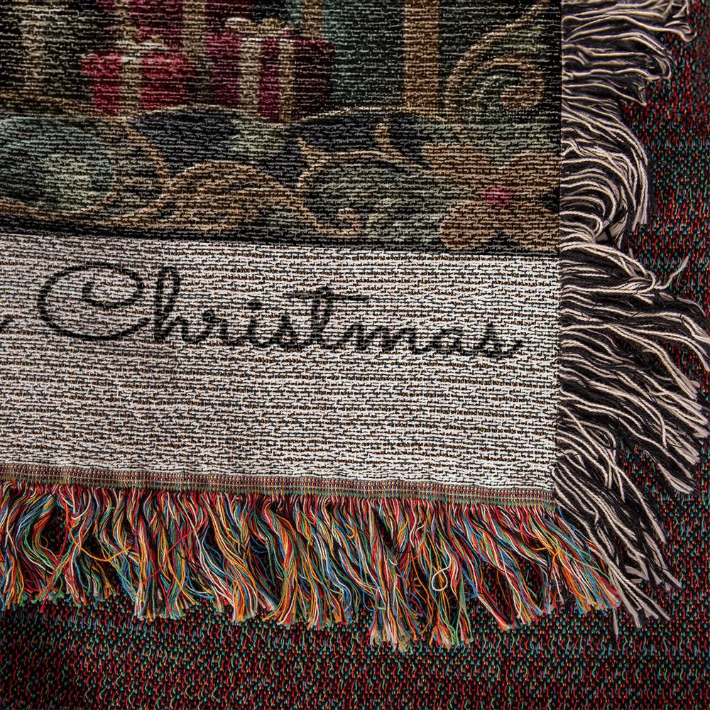 Custom Name Christmas Tree Woven Blanket