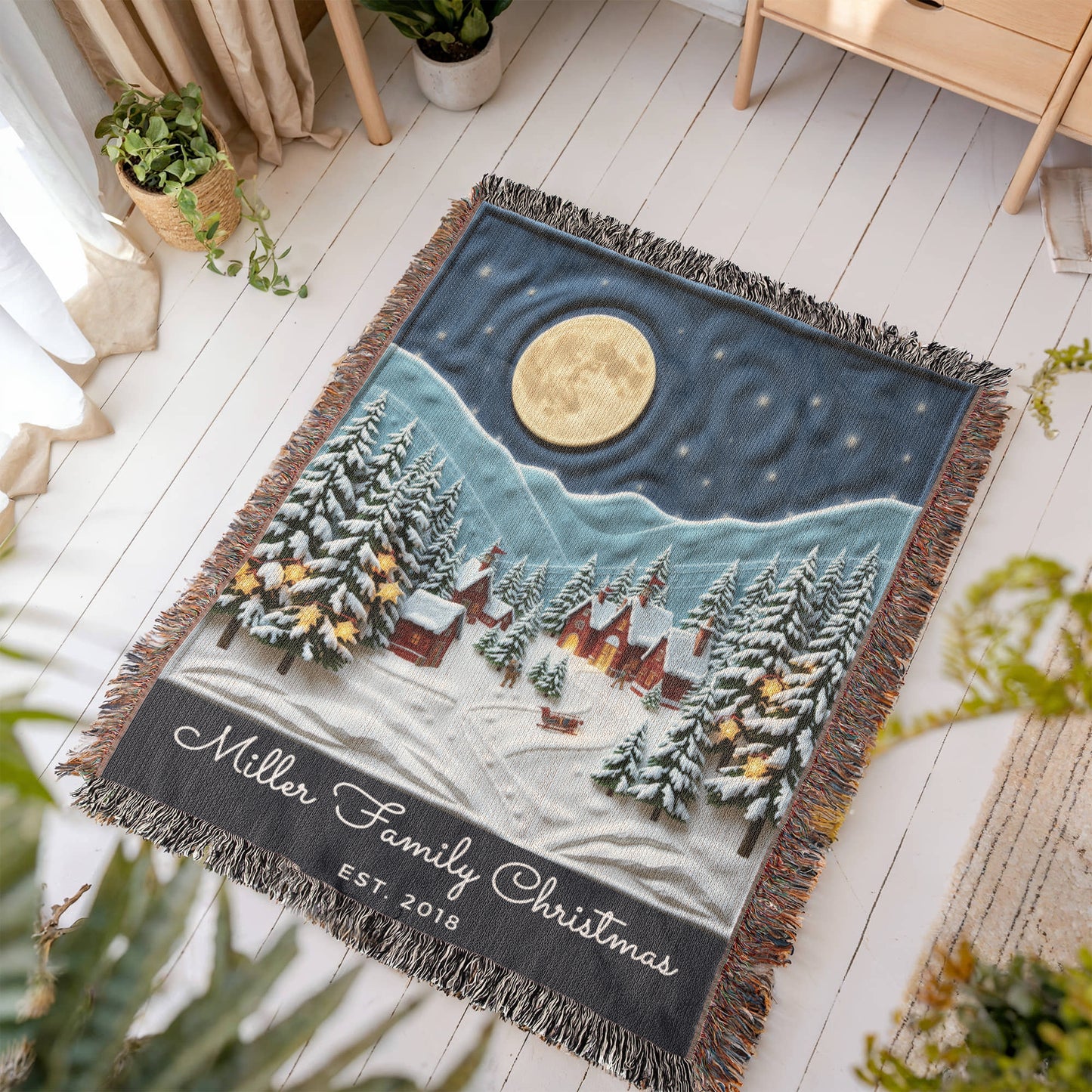 Custom Name Winter Wonderland Woven Blanket