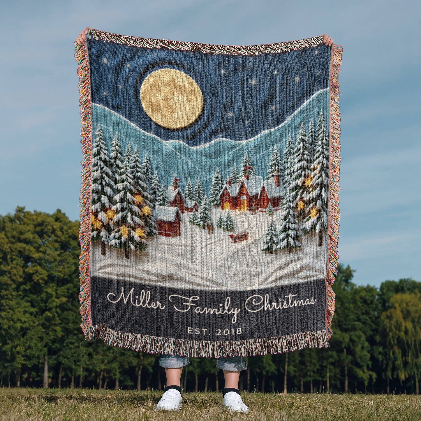 Custom Name Winter Wonderland Woven Blanket