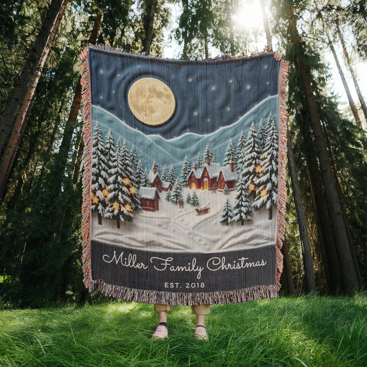 Custom Name Winter Wonderland Woven Blanket