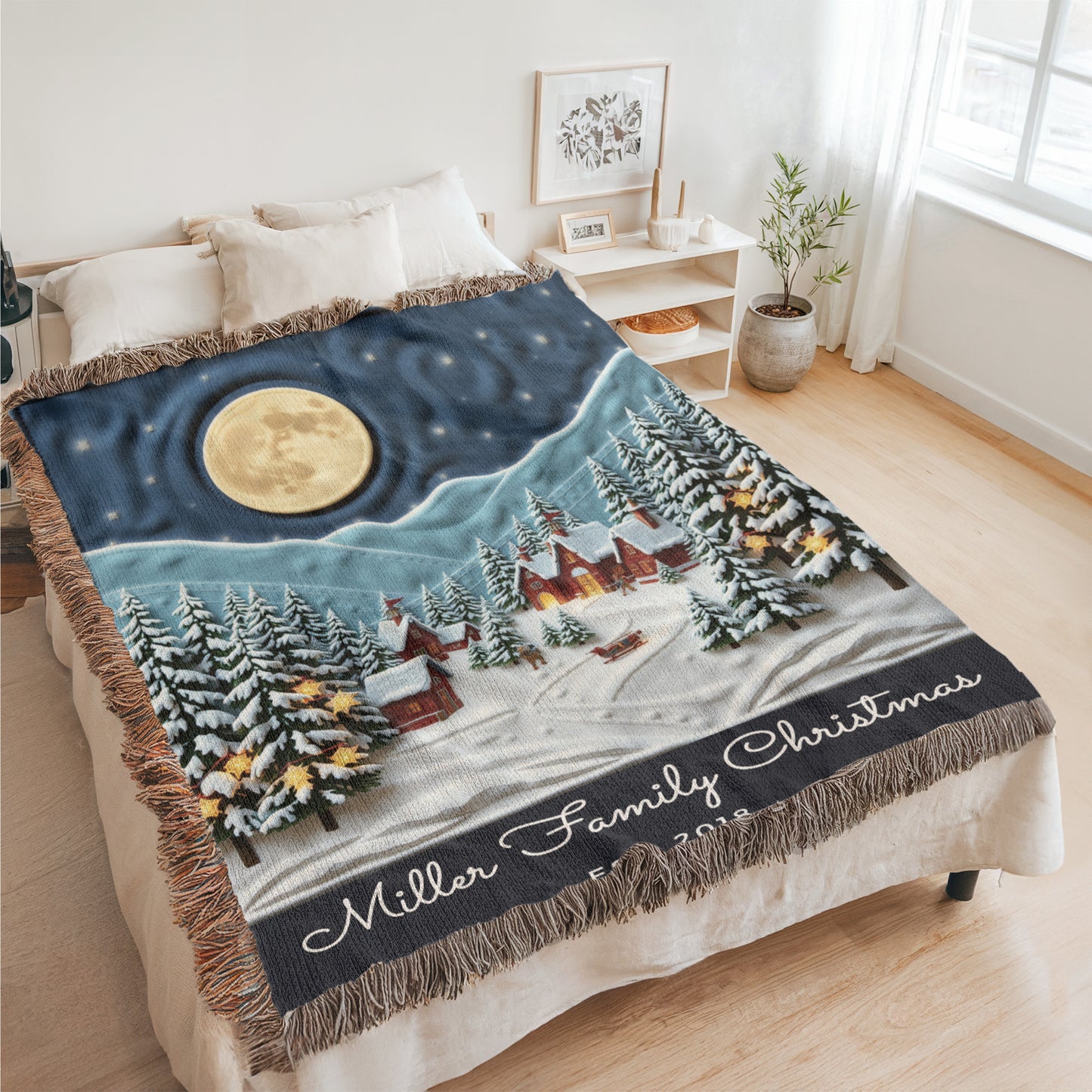 Custom Name Winter Wonderland Woven Blanket